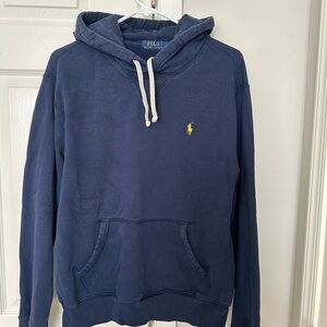 Polo by Ralph Lauren Men's Navy Hoodie with Yellow Logo